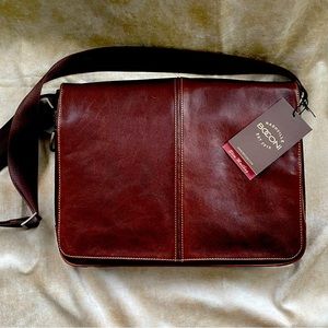 Boconi Genuine Leather Slim Messenger Bag